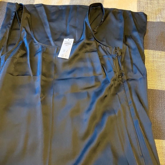 Abercrombie and Fitch Midi Satin Black Side Slit Dress - Picture 4 of 8
